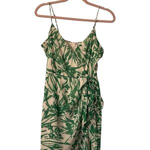 Lush Green Floral Wrap Dress